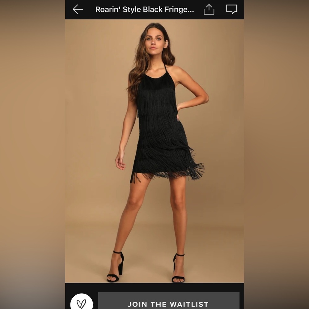 Lulu’s Roarin' Style Black Fringe Halter Bodycon Mini Dress NWT